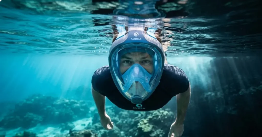 Full face snorkel mask worn underwater — safety guide for buyers