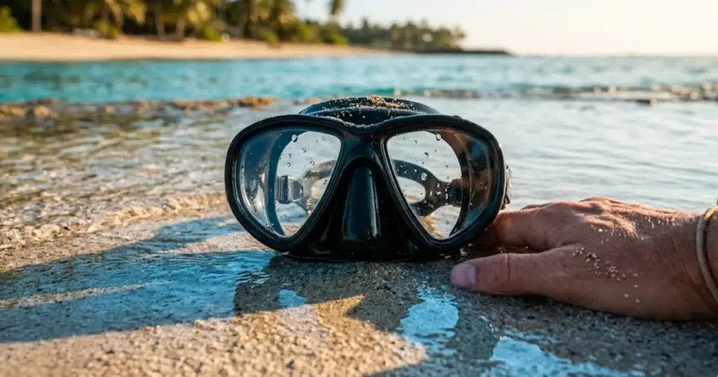 Snorkel mask on reef sand after 3-month honest field test — best masks for adults