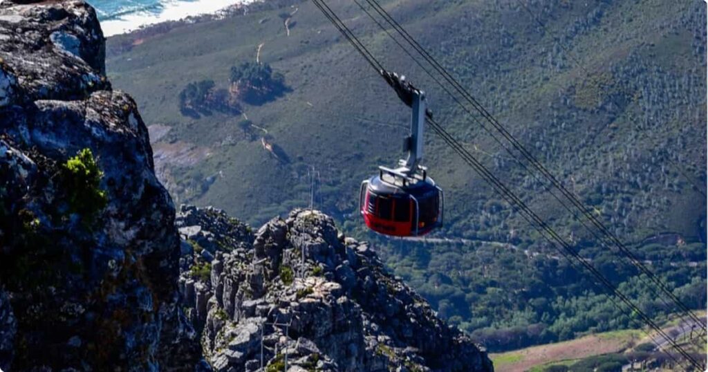 Aerial view of Table Mountain and Cape Town coastline — best solo travel destination in Africa
