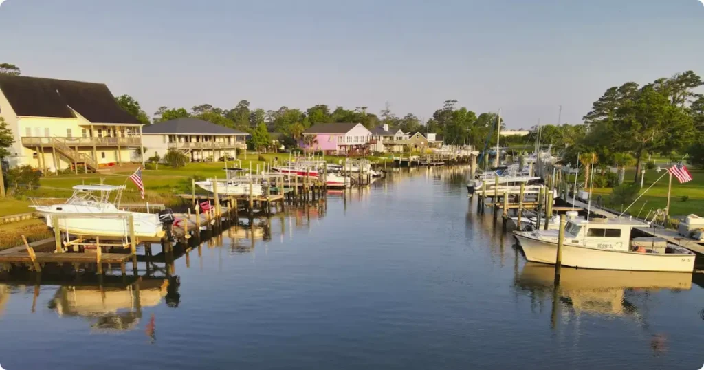 Southport North Carolina waterfront — real-life Cousins Beach filming location for The Summer I Turned Pretty