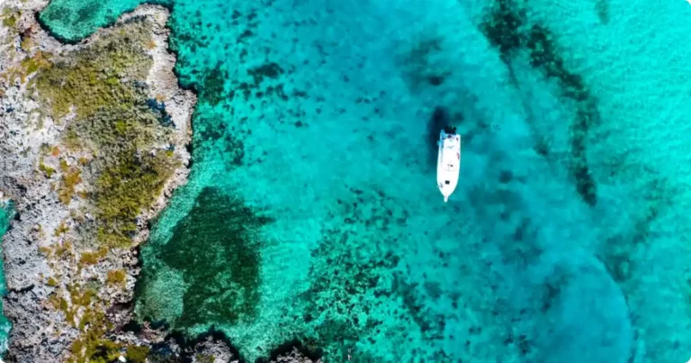 How Much Does a Caribbean Holiday Cost? Budget, Mid-Range and Luxury Aerial view of turquoise Caribbean water and white sand beach showing the stunning scenery travelers budget for