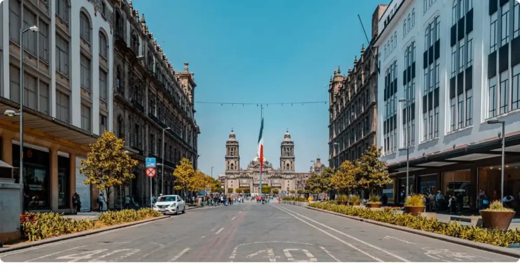 Mexico City Centro Histórico Zócalo plaza and colonial cathedral architecture